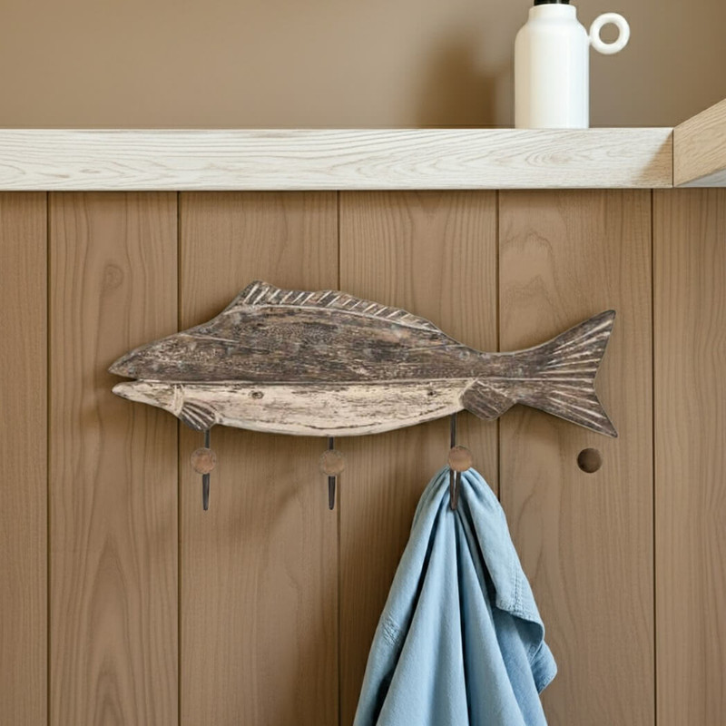 Foreside Home and Garden Wood Fish Wall Hook Foreside Home and Garden Wood Fish Wall Hook