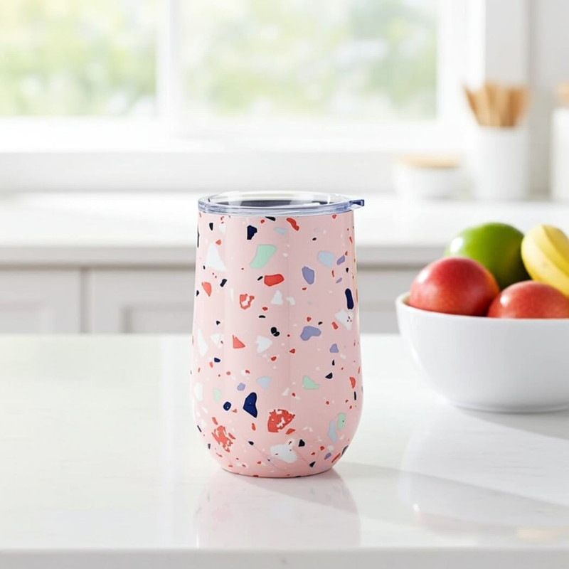Cantini Pink Terrazzo Stainless Steel Stemless 16-Oz Goblet Cantini Pink Terrazzo Stainless Steel Stemless 16-Oz Goblet