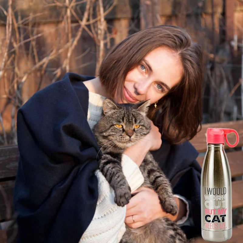 Cantini 17-Oz Stainless Steel Sports Water Bottle, My Cat Needs Me