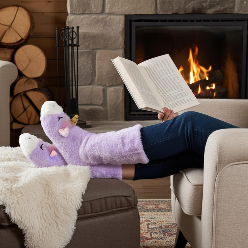 Magic Unicorn Women's Plush Sherpa Slipper Socks