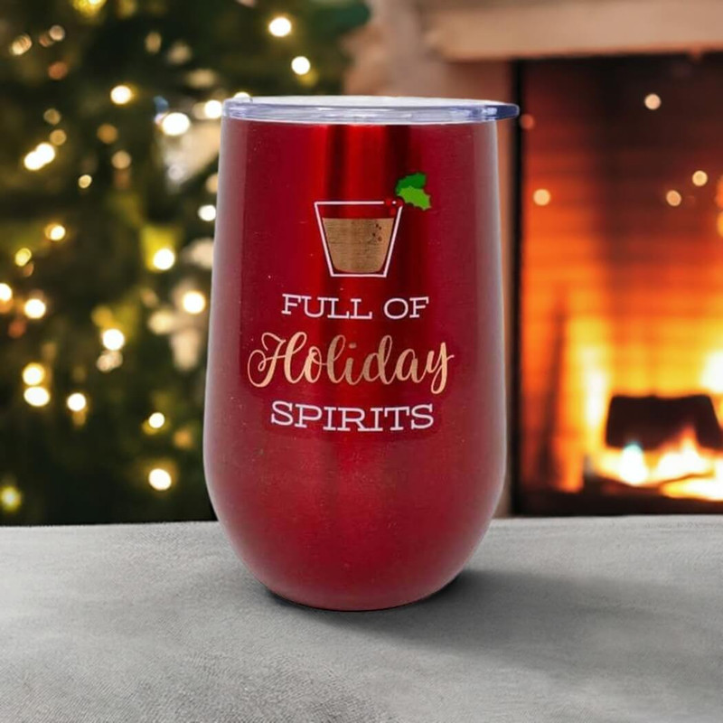 Boston Warehouse Stainless Steel Stemless Goblet, Holiday Spirit