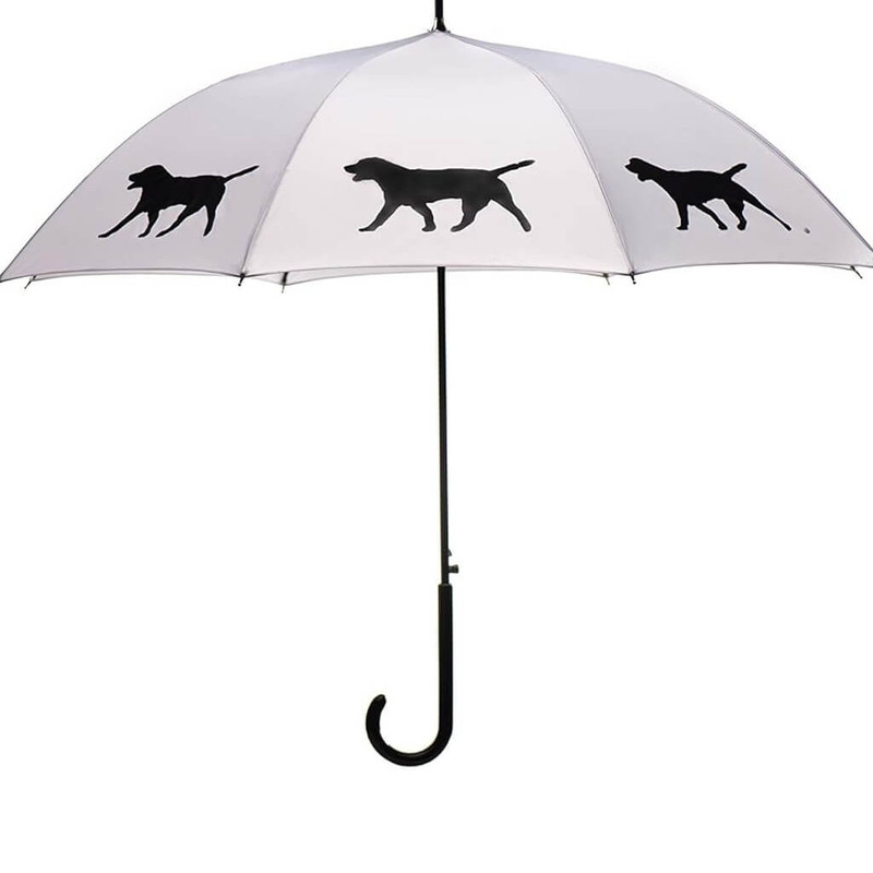 San Francisco Umbrella Labrador Retriever Stick Umbrella, Black on Silver