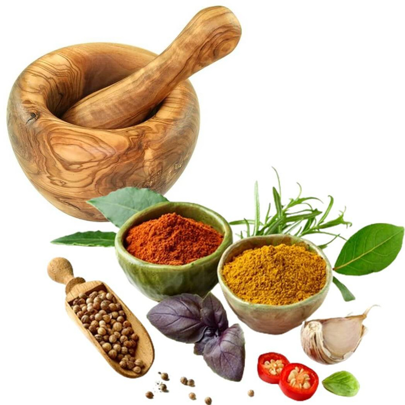 Olivenholz-erleben Olive Wood Mortar and Pestle with Round Top Edge Olivenholz-erleben Olive Wood Mortar and Pestle with Round Top Edge