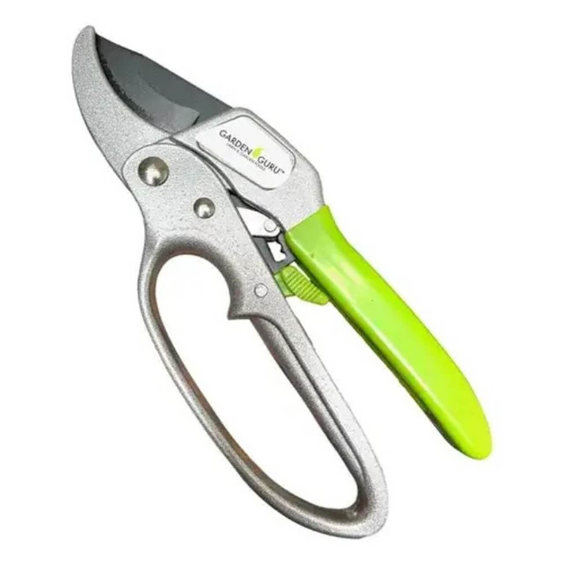 Garden Guru Ratchet Pruning Shears with Ergonomic Grip & Brush 