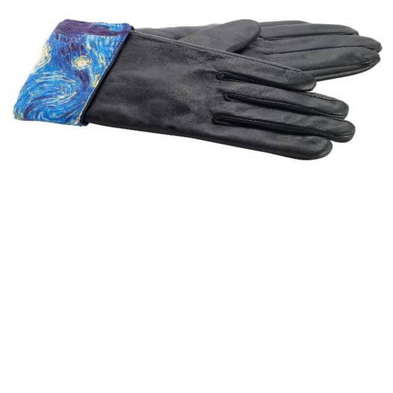 Galleria Famous Artist Women's Leather Gloves, Starry Night, Small/Black