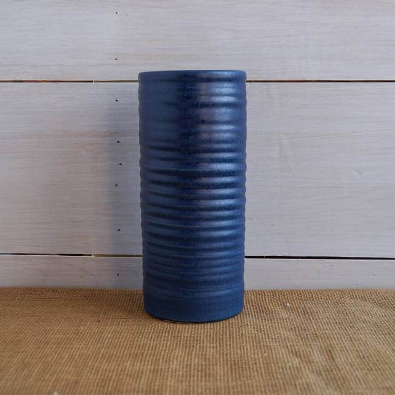 Rowe Pottery Farmhouse Ridges 9" Vase - Denim Rowe Pottery Farmhouse Ridges 9" Vase - Denim
