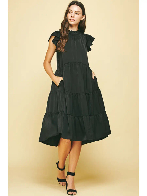 TIERED SWING MIDI DRESS