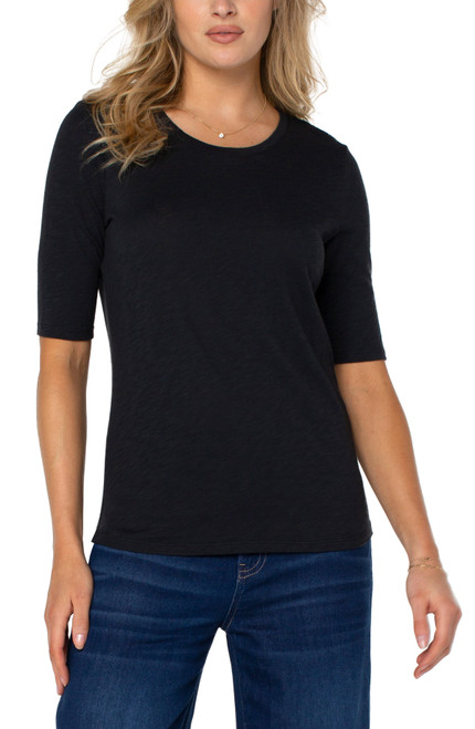 HALF SLEEVE CREW NECK SLUB KNIT TEE