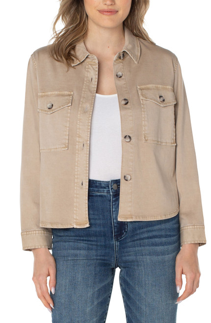 CROPPED SHIRT JACKET BISCUIT