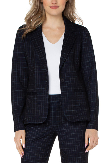 FITTED BLAZER NAVY WINDOWPANE