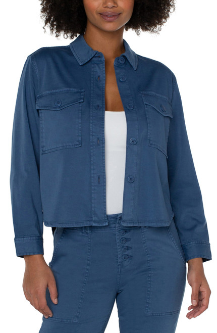 CROPPED SHIRT JACKET BLUE