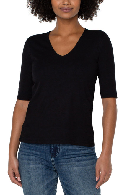 DOUBLE LAYER V NECK 1/2 SLEEVE