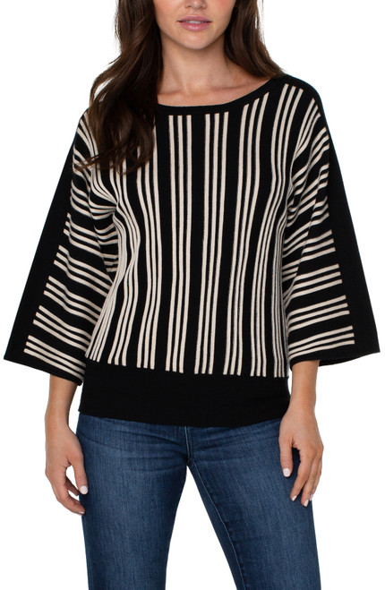 3/4 SLEEVE BOAT NECK DOLMAN SWEATER