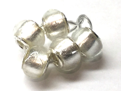 #42 - 10x14mm Large Hole 925 Sterling Silver Corn Silver Foil Rondelle Glass Beads (1 Bead)