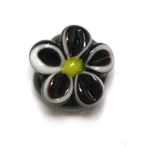 Aj 4026 - 14x9mm Black Floral Bead