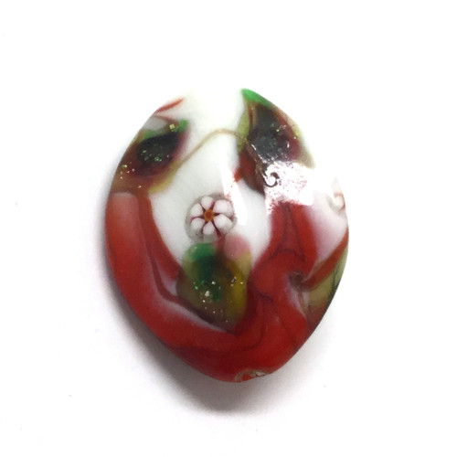 29x23x10mm White & Red Free Style Focal Bead