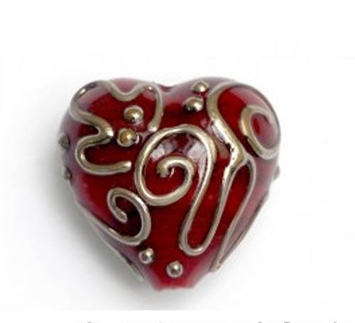 19mm Red w/Metal Color String Heart  Bead