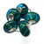 #84 - 7x14mm Large Hole 925 Sterling Silver Corn Blue Waves Rondelle Glass Bead (1 Bead)