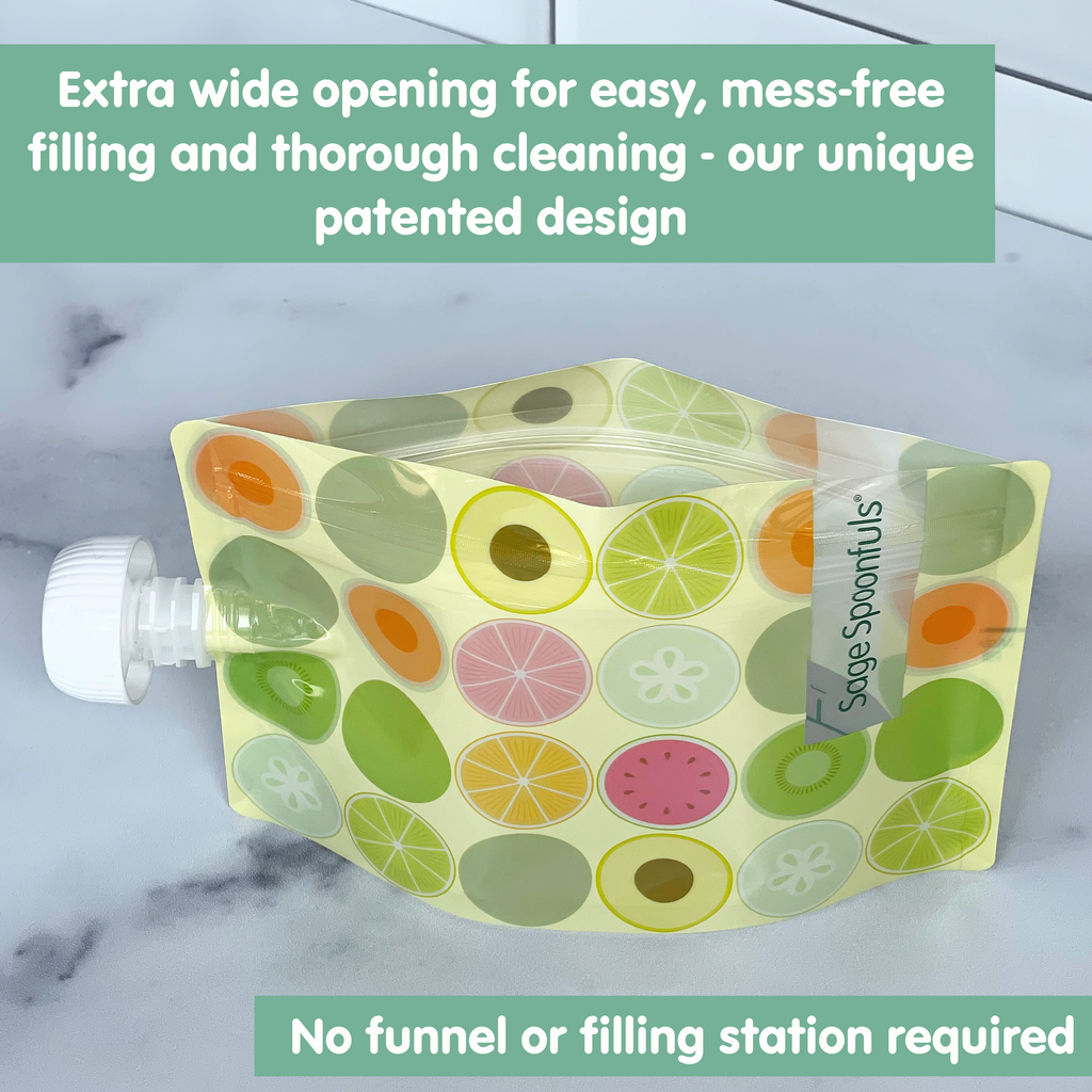 Sage Squeezie Reusable Baby Food Pouch in Camping - 6-Pack