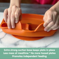 Silicone Suction Plate for Toddlers, Orange Bear