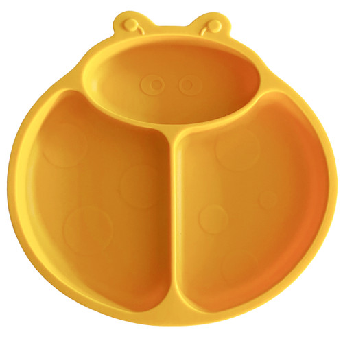 Ladybug Silicone Suction Plate for Toddlers, Yellow