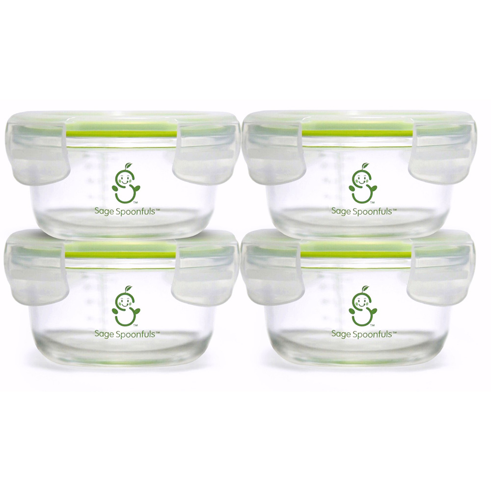 Sage Spoonfuls 4 Piece Tough Glass Bowls Baby Food Storage Containers