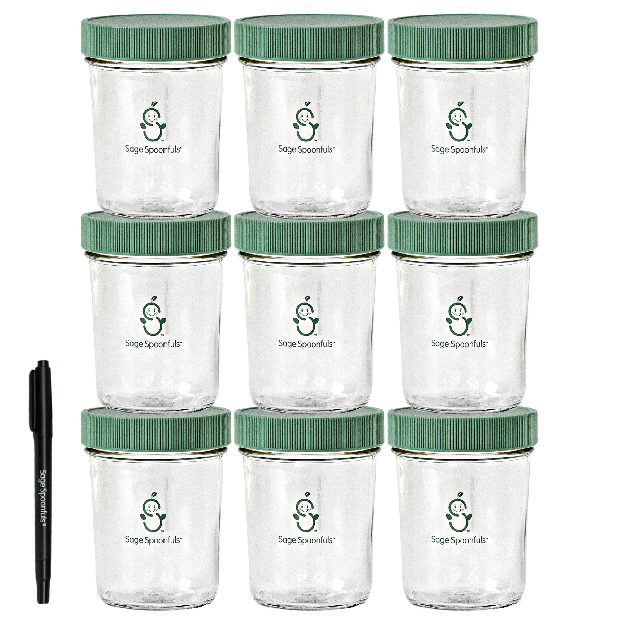 Acorn Baby Food Containers 8 Pack - 8oz Glass Jar Small Containers