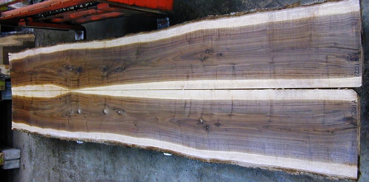 8/4 Bookmatched Walnut Live Edge Table Top Slabs - 1201 AB