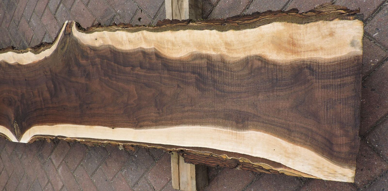 8/4 Curly Walnut Live Edge Table Top Slab - 1539