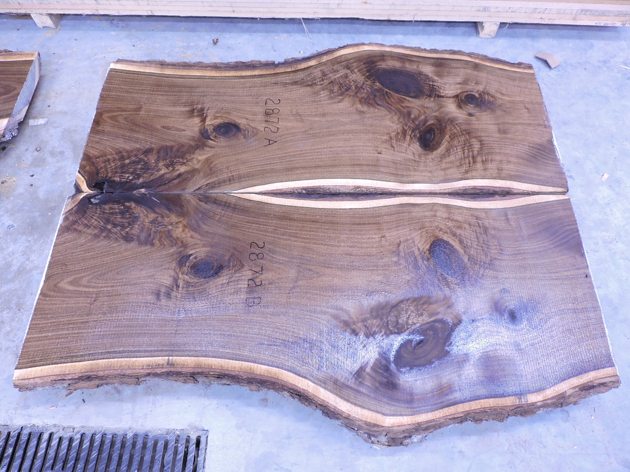 8/4 Bookmatched Walnut Live Edge Slab - 2872