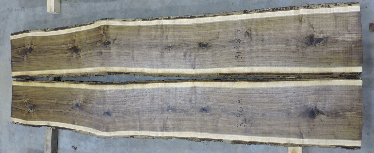 6/4 Bookmatched Walnut Live Edge Slabs - 3196 AB