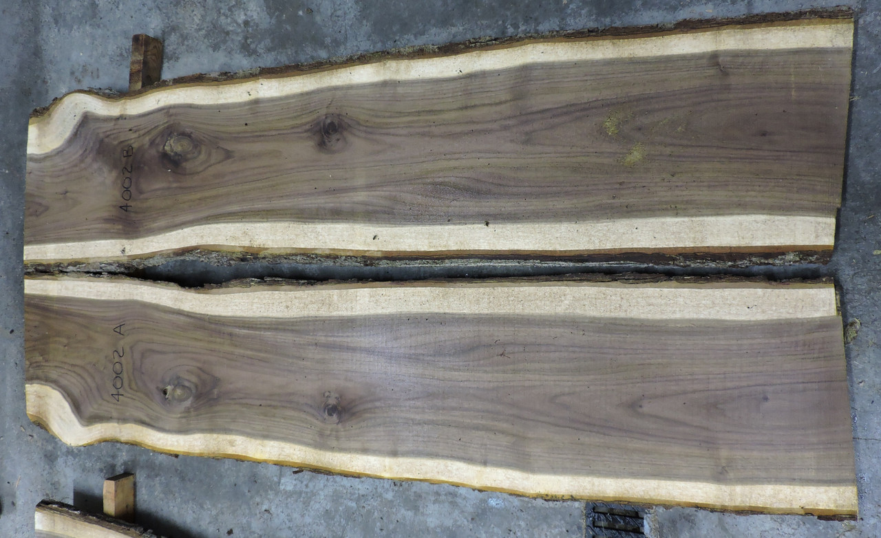 5/4 Bookmatched Walnut Live Edge Slabs - 4002 AB