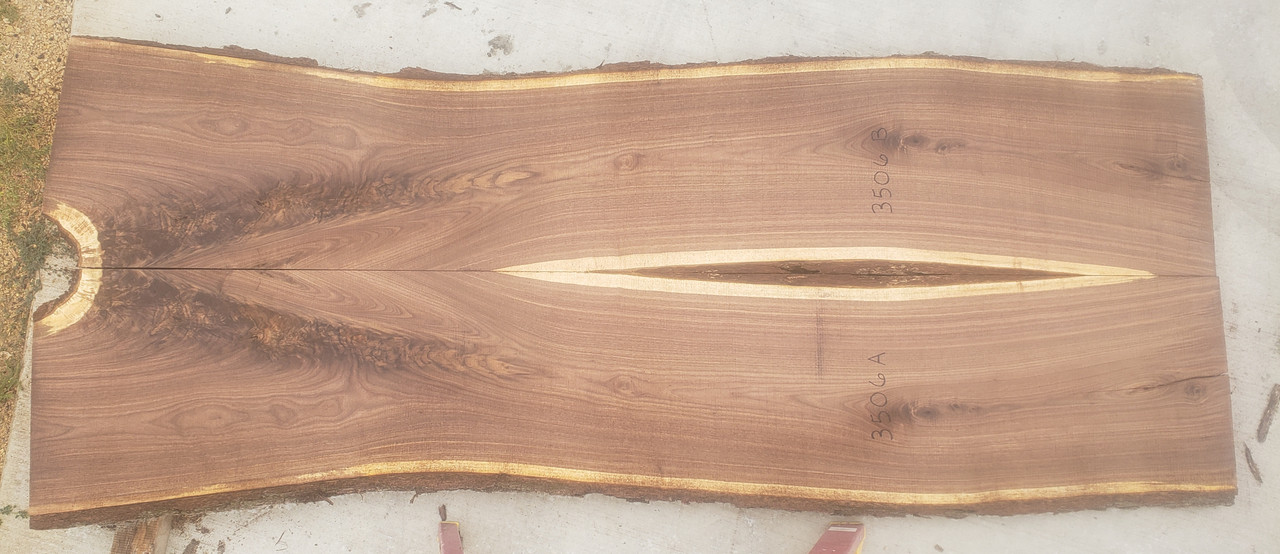 8/4 Bookmatched Walnut Live Edge Slabs - 3506 AB