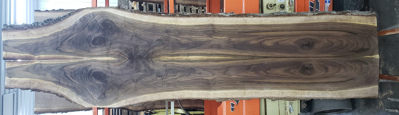 4/4  Bookmatched Walnut Live Edge Slab - 3786 AB