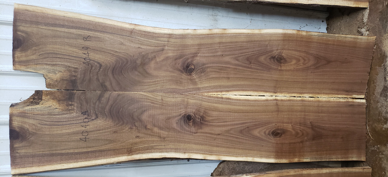 4/4  Bookmatched Walnut Live Edge Slab - 4049 AB