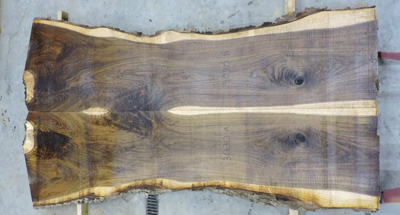 12/4 Bookmatched Walnut Live Edge Slabs - 3030 AB