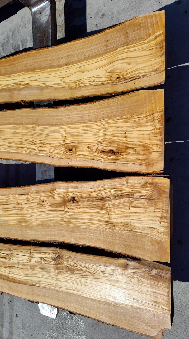 5/4 Bookmatched Olivewood live edge slab set (4) 796
