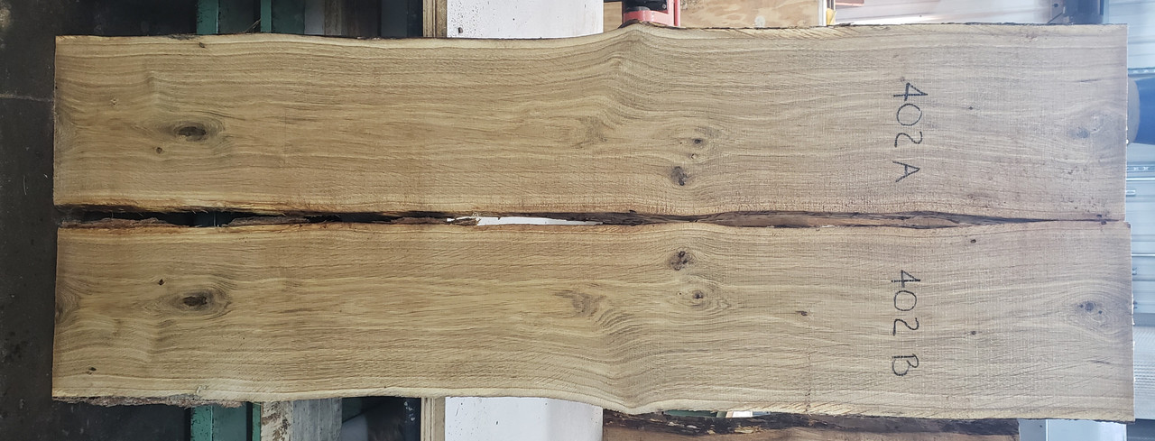 4/4 Bookmatched White Oak Live Edge Slabs - 402 AB
