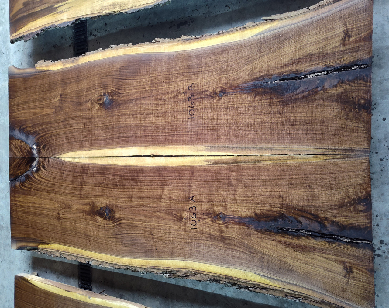 10/4 Bookmatched Walnut Live Edge Slabs 1063 AB