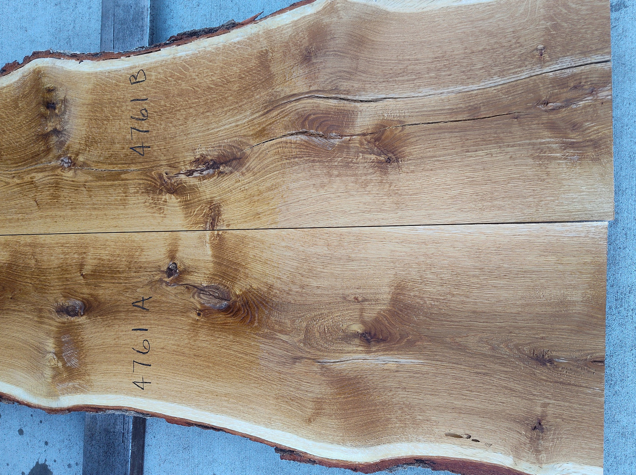 8/4 Bookmatched White Oak Live Edge Slabs - 4761