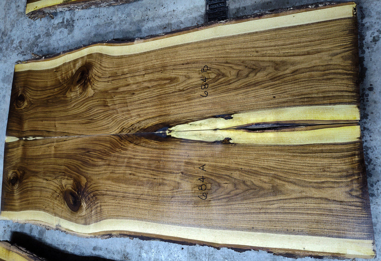 8/4 Bookmatched Walnut Live Edge Slabs 684 AB