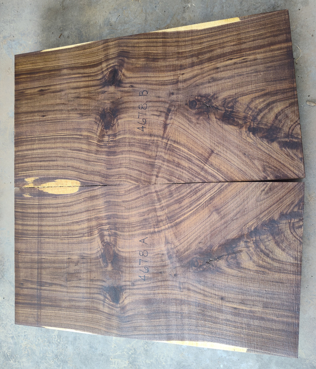 8/4 Bookmatched Walnut Live Edge Slabs 4678 AB