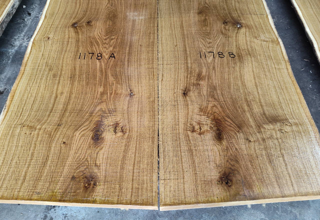 8/4 Bookmatched White Oak Live Edge Slabs 1178 AB