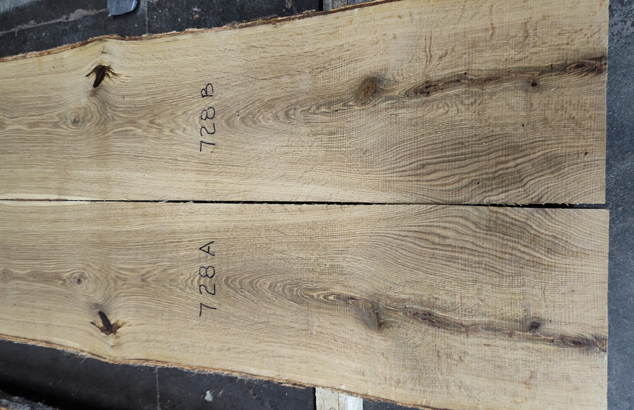 8/4 Bookmatched White Oak Live Edge Slabs -728 AB