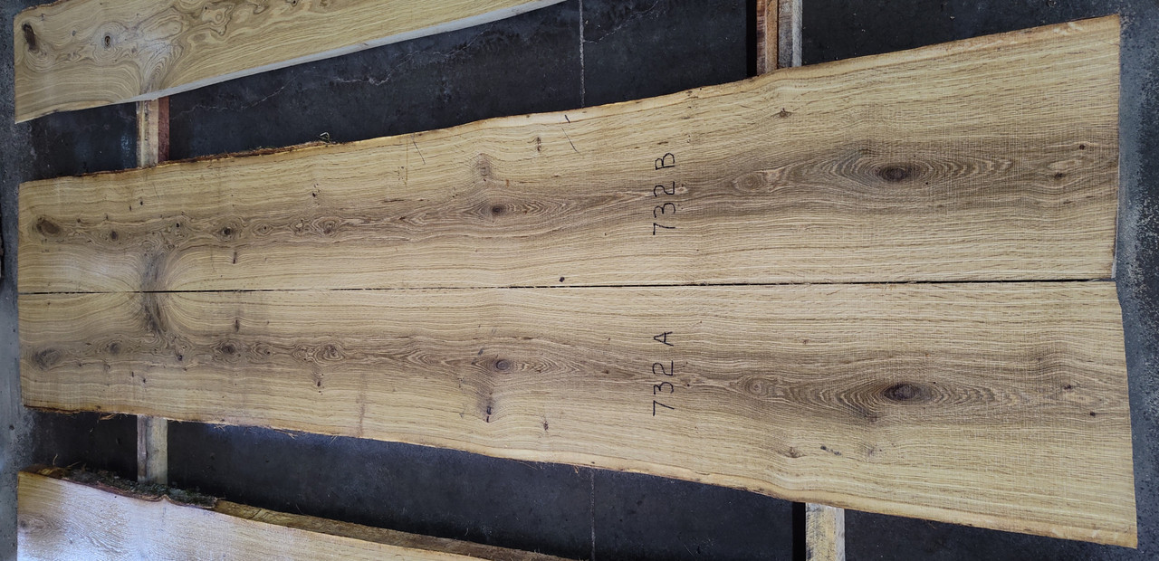8/4 Bookmatched White Oak Live Edge Slabs -732 AB