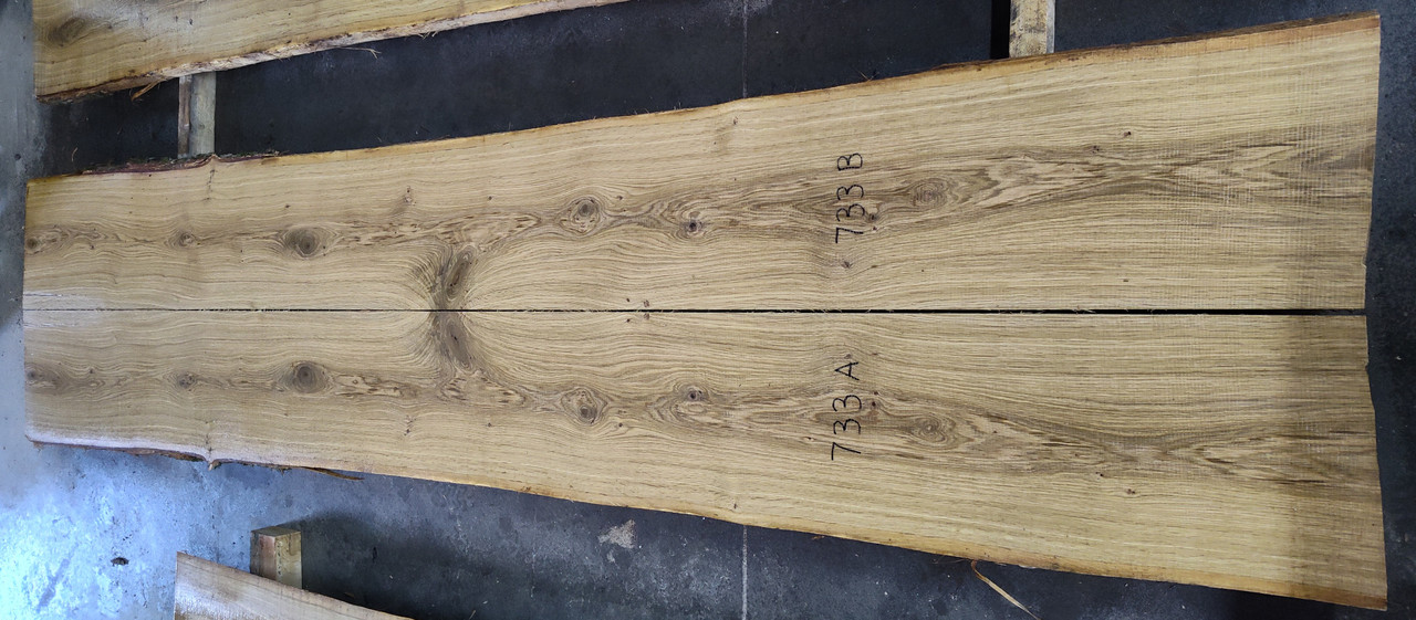 8/4 Bookmatched White Oak Live Edge Slabs -733 AB