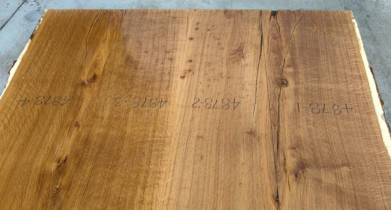 12/4 Bookmatched White Oak Live Edge Slab set -4878
