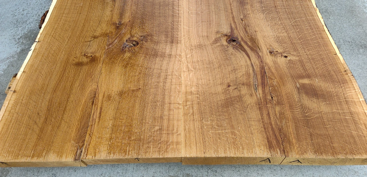 12/4 Bookmatched White Oak Live Edge Slab set -4878