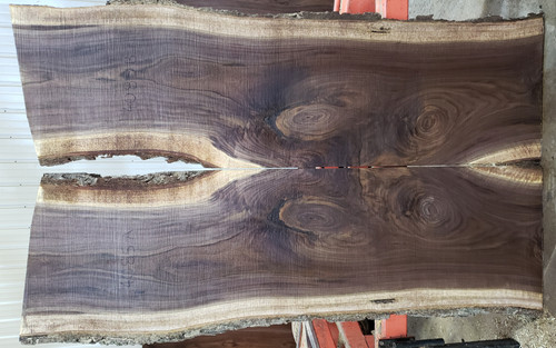 8/4 Bookmatched Walnut Live Edge Slabs - 4085  AB