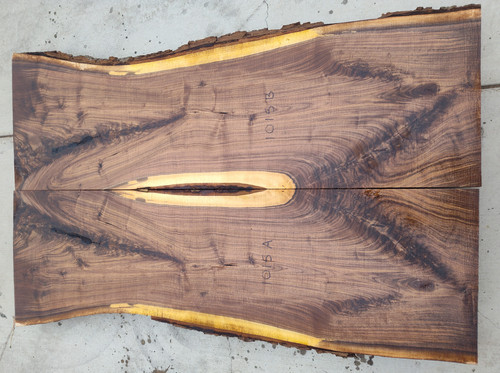 8/4 Bookmatched Crotch Walnut Live Edge Table Top Slabs 1015 AB